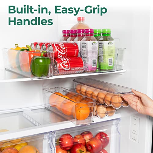 Greenco Refrigerator Organizer Bins for Eggs - Eggs Container for Refrigerator - 14 Egg Organizer Container with Lid & Durable Handle - Stackable Plastic Egg Holder for Refrigerator - Clear, Set of 2