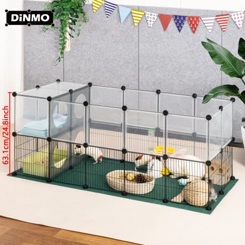 DINMO 36 Panels Bunny Playpen, Oxford Mat & Game Holes, Expandable Fence | 60.2"L x 24.8"W x 24.8"H, For Small Animal, Guinea Pig, Hamster, Ferret, Kitten Enclosure, Iron Mesh & Plastic Combination - style: Plastic and Metal Mesh Design