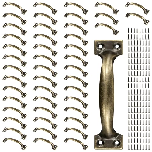 40 Pack 4.7 Inch Bronze Gate Handles, Gate Pull Door Handle with Screws Metal Door Handle for Furniture Cabinets Kitchen Drawer Dresser Outdoor Fences