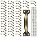 40 Pack 4.7 Inch Bronze Gate Handles, Gate Pull Door Handle with Screws Metal Door Handle for Furniture Cabinets Kitchen Drawer Dresser Outdoor Fences