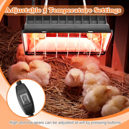 Chicken Coop Heater, Heat Lamp for Chickens, Chicken Coop Heating Lamp Brooder with Two 250W Lamps for Poultry, Livestock & Small Pets