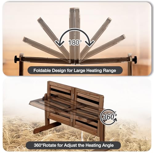 Chicken Coop Heater with Temperature Control, 200W Chick Heater with Adjustable Temp (70-190℉) for Winter, 2 Heating Plates, Foldable Large Size Coop Heater (Brown) - color: Brown