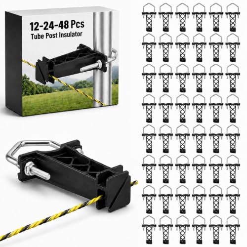 Tondiamo 48 Pcs Tube Post Insulator, Electric Chain Link Fence T Post Extender Insulators for Square Round Pipe Tubing Wire Vinyl Picket Fence (Black) | Extender Insulators for Square Round Pipe Tubing Wire Vinyl Picket Fence - style: Black