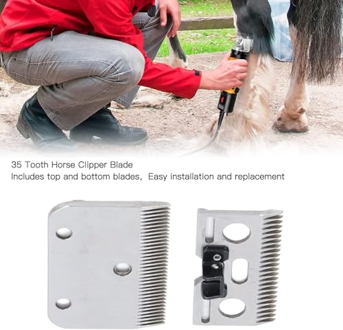 Horse Clippers Replacement Blades, Professional Stainless Steel Clipper Blades, Detachable Universal Blades, 35-Teeth