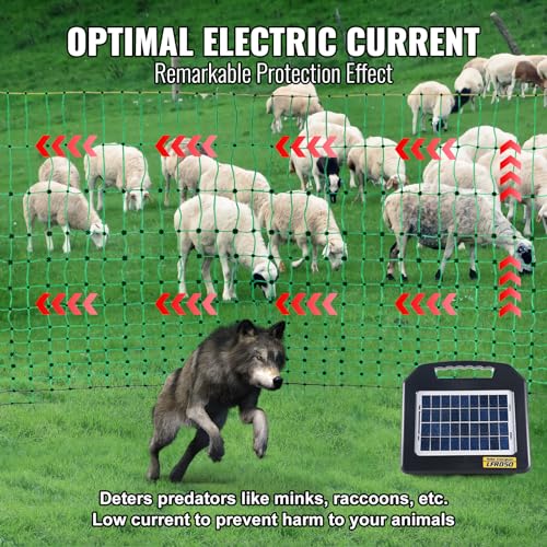 VEVOR Electric Fence Netting 42" H X 164' L PE Net Fencing | Utility Portable Mesh for Goats, Sheep, Lambs, Deer, Hogs, Dogs, for Farms and Ranches, with Posts and Double-Spiked Stakes - size: 42"H x 164'L, style: Livestock