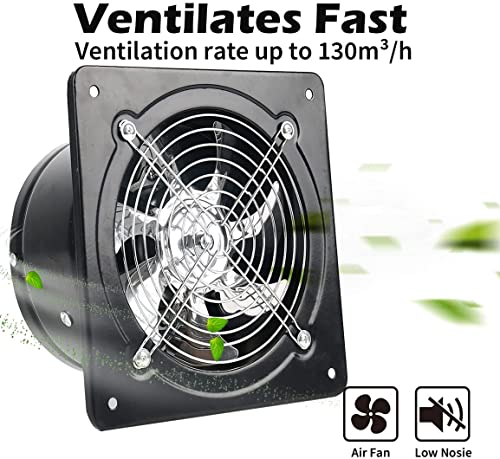 Nalle 6 inch Exhaust Fan 40W 298CFM Through-wall installation Ventilation Fan 110V Exhaust Smoke Fan Ventilation with Power Cord for Kitchen,Bathroom,laundry room,Toilets,Garage (Black
