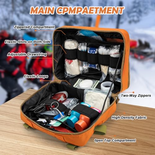 Jueachy Tactical Molle Pouch Large Admin Bag Utility Tool Pouches Molle Attachment EDC Pouches Expandable Molle Accessories Organizer Medical Pocket U.S.A Patch Included - color: Orange