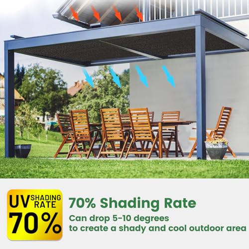 70% Shade Cloth, 6.5FTx6.5FT HDPE Mesh Tarp with Reinforced Grommets, Outdoor Sun Shade Net for Greenhouse, Plants, Garden, Pergola, Patio, Chicken Coop(6.5FT*6.5FT) - size: 6.5FT*6.5FT