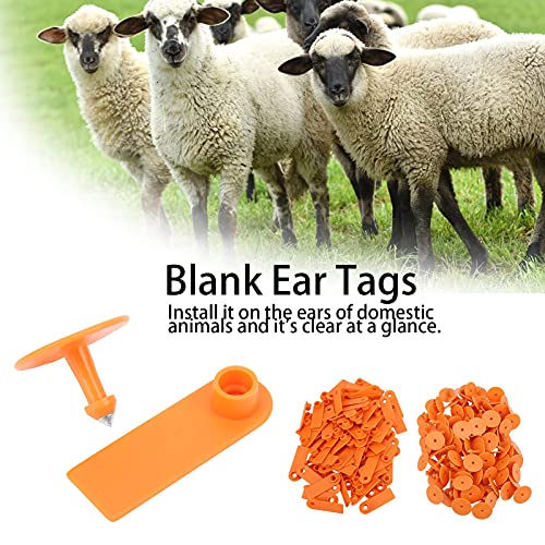 100PCS Cattle Ear Tags, Blank Cattle Ear Tags TPU Cow Ear Tags Farm Goat Ear Tags Livestock Large Size Livestock Identification Ear Tags for Identification Cattle,Sheep Goat, Pig(Orange) - color: Orange