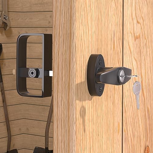 Shed Lock, 5-1/2" Steam with 2 Keys, Shed Door Latch, Door Lock Latch, Shed Door Hardware- Black