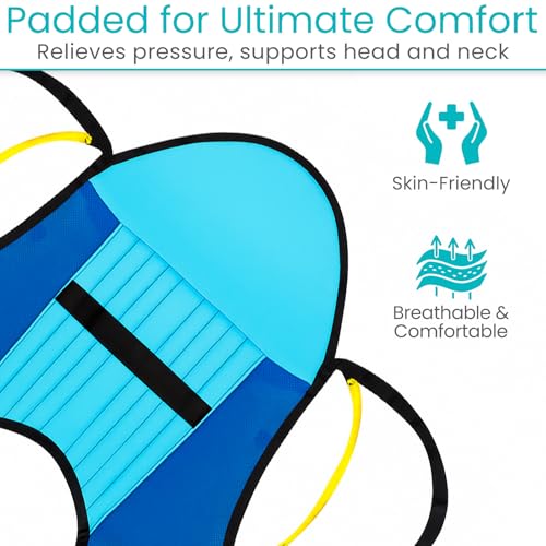 Vive Padded Patient Lift Sling w/Head Support - Universal Fit for Hoyer | Hydraulic, Electric Lifts - Full Body Transfer Sling for Shower, Toileting & Home Use - Mesh Padded, Machine Washable - size: Large