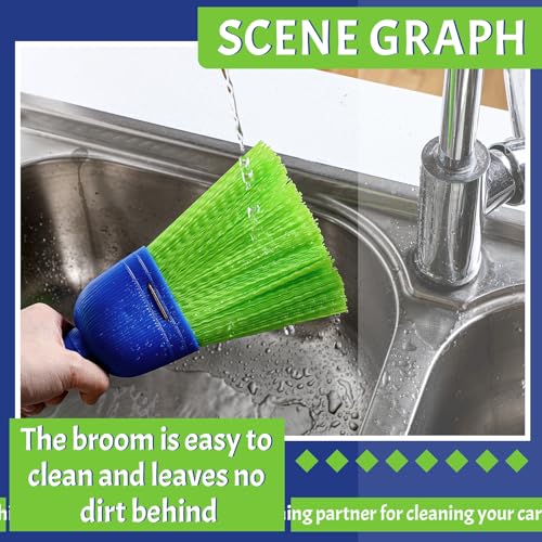1 Pcs Whisk Broom Poly Fiber Hand Brush with Hang Hole Car Cleaning | Small Handheld Brooms for Car, Plastic Hand Whisk Brooms, Cleaning Table Camping Tent Windowsill Dirt Dust, 9.5 x 4 Inches
