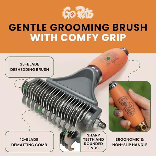 2-in-1 Deshedding & Dematting Comb & Grooming Brush for Dogs & Cats | Double-Sided Dog Rake for Shedding, Pet Deshedding Brush, Undercoat Mat Dematting Tool for Long Haired Cats, Grooming Matting - style: 2-Sided Dematting Comb