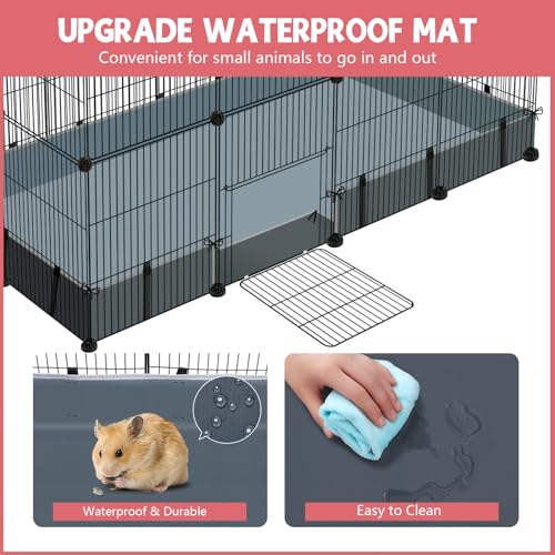 VISCOO 32 Panels Small Animal Playpen,47.5" x 23.7" x 31.5" Pet Playpen | Upgrade Waterproof Mat,Guinea Pigs, Rabbit/Bunny Cage, Bunny/Puppy Play Pen, Indoor Outdoor Portable Metal Fence - color: 47.5"L x 23.7"W x 31.5"H, style: 32 Metal Panels
