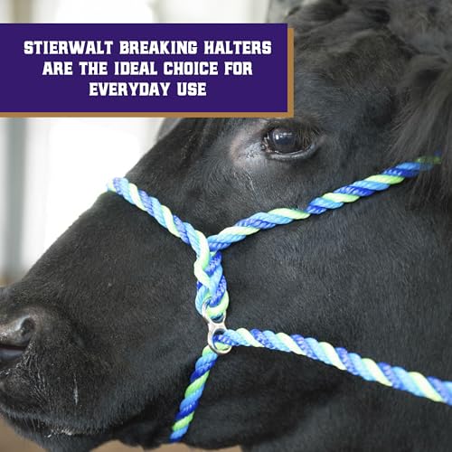 Weaver Livestock Poly Rope Breaking Cattle Halter, Adjustable Cow Calf Halter, Livestock Handling Equipment, Blue/Hurricane Blue/Lime Zest - color: Blue/Hurricane Blue/Lime Zest