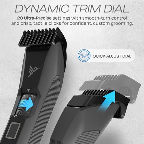 HUMMINGBIRD MK14 BeardMaster – Premium Beard Trimmer for Men, Precision Dial, Adjustable 20 Length Settings, Stainless Steel T-Blade, Cordless USB-C Rechargeable, Waterproof, LED Display, Travel Case