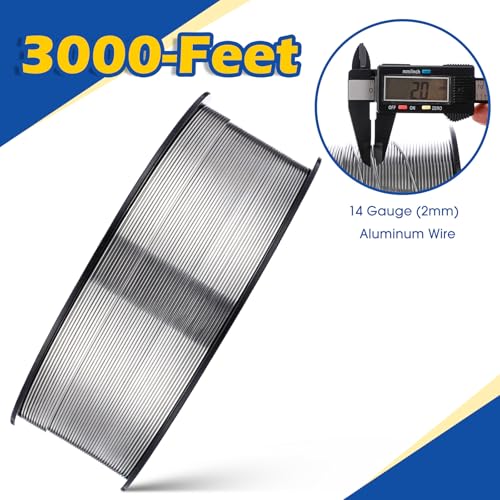 Gisafai 3000 ft 14 Gauge Aluminum Wire for Electric Fencing, Aluminum Alloy Wire for Electric Fencing, High Conductivity & Durability - size: 3000 ft 14 Gauge