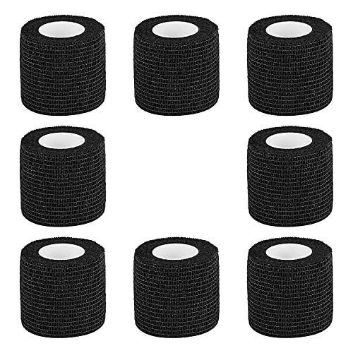 Bandage Wrap 8 Pack 2”x 5 Yards Self Adhesive Bandage Wrap Breathable Cohesive Bandage Wrap Rolls Athletic Elastic Self Adherent Wrap for Sports Injury,Wrist, Knee, Ankle Sprains and Swelling(Black) - color: Black, size: 2 Inch (Pack of 8)