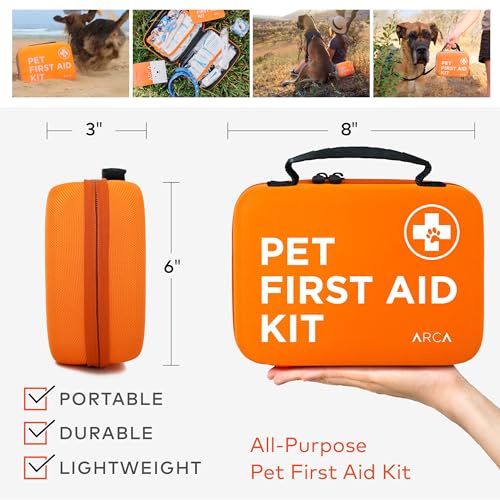 ARCA PET Cat & Dog First Aid Kit for Car - Pet Emergency Kit for Home Office Travel – Dog Camping Essentials with Digital Thermometer, Muzzle & Mini First Aid Pouch (Pack of 2) - size: CoreCare Kit (Pack of 2)
