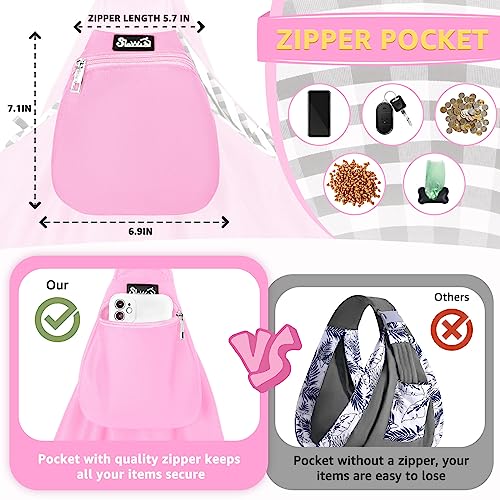 SlowTon Dog Carrier Sling - Thick Padded Shoulder Strap Adjustable, PI, S | Dog Carriers for Small Dogs, Puppy Carrier Purse for Pet Cat with Front Zipper Pocket Safety Belt Machine Washable - color: G-Pink Knitted Fabric