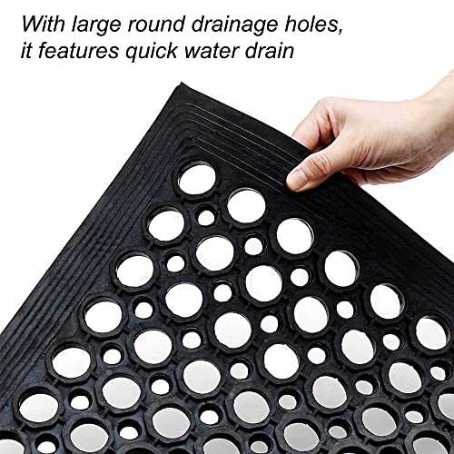 Anti-Fatigue Rubber Floor Mat - NANBOWANG Commercial Grade Grease Resistant Non-Slip Recycle Tyre Floor Mats for Restaurant Kitchen Bar Garden Outdoor Wet Area (40"X80") - size: 40"X80"