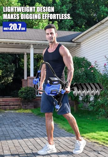 Wild Badger Power 40V Cordless Electric Earth Auger Post Hole Digger Kit | 8-in by 31-in brushless auger with 66 ft-lb torque, 2 speeds, reverse and anti-kickback; 4.0Ah battery and charger included.