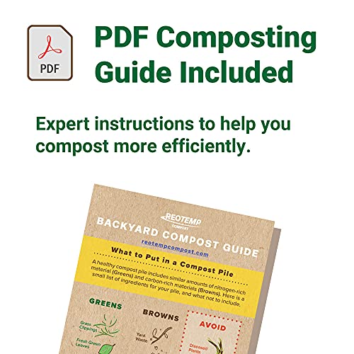 Reotemp 20 Inch Fahrenheit Backyard Compost Thermometer with Digital Composting Guide