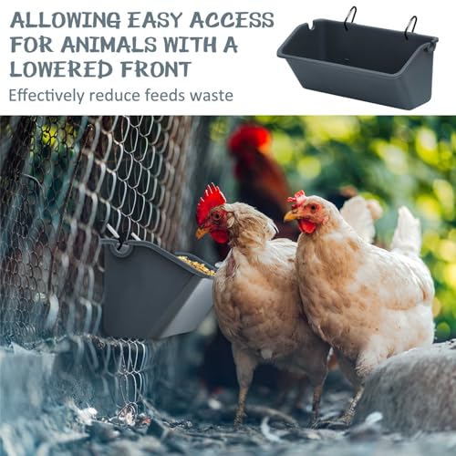 16 Pack Chicken Feeder,5 Quart Hanging Goat Waterer,Dark Gray | Two Mounting Options, Metal Clips and Screws,Solid base without holes,Livestock Feed Buckets for Sheep Duck Coop, Farm, Geese - color: Dark Gray