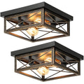 Oil Rubbed Bronze Hallway Light Fixtures Ceiling, 2-Light Farmhouse Industrial Flush Mount Ceiling Lights, 2-Pack Metal Kitchen Light Fixtures, Close to Ceiling Lights for Bedroom Living Room Entryway - color: Oil-Rubbed Bronze, size: 2-Pack