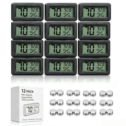 Humidity Gauge,Newlight66 Digital Hygrometer Indoor Outdoor Hygrometer Thermometer for Home Car Greenhouse（12 Pack