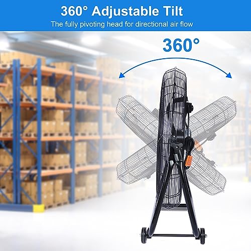 Dynamic 30-Inch Floor Fan with Roll Booster - Industrial-Grade Airflow, 360 Degree Adjustable Tilt, and Portable Design for Rapid Cooling and Flexible Air Circulation - size: 30 Inch, style: 1 Pack