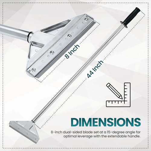 8-Inch Floor Scraper Tool 2 Pack with Razor Blades | Two 8-inch razor blade floor scrapers with telescoping handles and cushioned grips for removing residue, labels and debris - size: Pack of 2