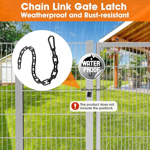Gate Chain Lock, 23.6 Inch Chain Fence Gate Latch, Black Dia 4mm-2Pcs | Outdoor Hardware Lock Chain with Carabiner for Yards, Pet Cages, Horse Goat Dog Stall Barn and Fence Gates - color: Black Dia 4mm-2Pcs