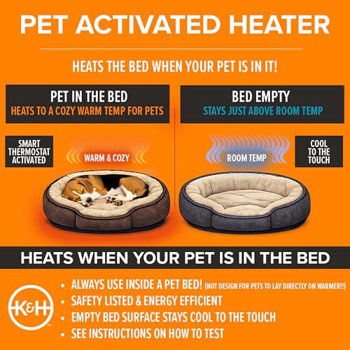 K&H Pet Bed Warmer, Safety Listed, Dog Heating Pad, XL 25.5x15.75in Tan | Create Your Own Heated Dog Bed with The K&H Warmer, Waterproof Indoor Heated Warming Pad Insert, Smart Automatic Temperature - size: X-Large