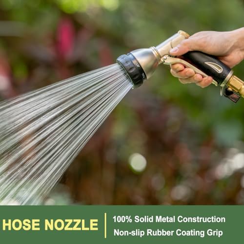 FANHAO Metal Garden Hose Nozzle Heavy Duty, 8 Spray Patterns, High Pressure | Rustproof Leak Proof, Comfortable Non-Slip Handle, Hands-Free Lock, Hose Sprayer Nozzle for Watering Plant, Car & Pet Washing - color: Black