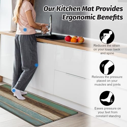 MAYHMYO Anti Fatigue Kitchen Mat for Floor Set of 2, 17.3"x 29"+ 17.3"x 47" | Comfort Mats, Cushioned, Non Slip, Waterproof Kitchen Rugs, Standing Mats, House, Sink, Office - color: Farmhouse, size: 29"L X 17.3"W X 0.4"Th + 47"L X 17.3"W X 0.4"Th