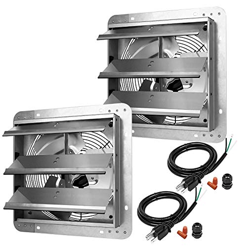 iPower 12 Inch Shutter Exhaust Fan Aluminum High Speed 1620RPM, 1800CFM, 2-PACK, Silver - style: Exhaust Fan