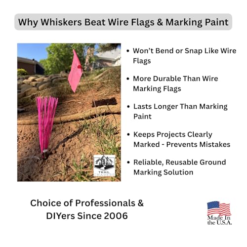 Pink 6 in. Survey Markers with Steel Nails, 25-Pack, High Visibility | Heavy-Duty Steel Nails, Property Line Markers, Surveying, Made in USA