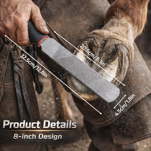 8 Inch Hoof Rasp,Farrier Rasp File,Horseshoe File with Rubber Handle,Farrier File Tool,Mini Rasp Hoof File Equine Hoof Rasp for Horses,Pig Hoof File,Goat Rasp