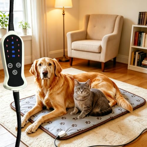 Puppy Heating Pad for Whelping New Born Dog Heated Bed,Heated Puppies Bed,Pet Heated Cat Bed,4 Auto Shut Off Timer,9 Level Heater Large 34x21 in