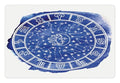 Lunarable Sun and Moon Pet Mat for Food and Water, Zodiac Circle Watercolor Backdrop Astrology Divination Fantasy Mystic, Non-Slip Rubber Mat for Dogs and Cats, 18" X 12", Blue White - color: Blue White