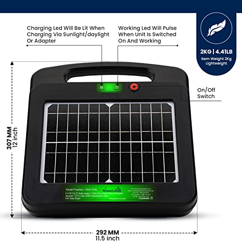 My Animal Command Solar Power Electric Fence Energizer Charger 0.25 Joules | Lithium Ion Battery, Containment, Protection, Livestock, Pet, Horses, Cattle, Sheep, Earthing rod included - size: MAC3ML 0.25 Joules
