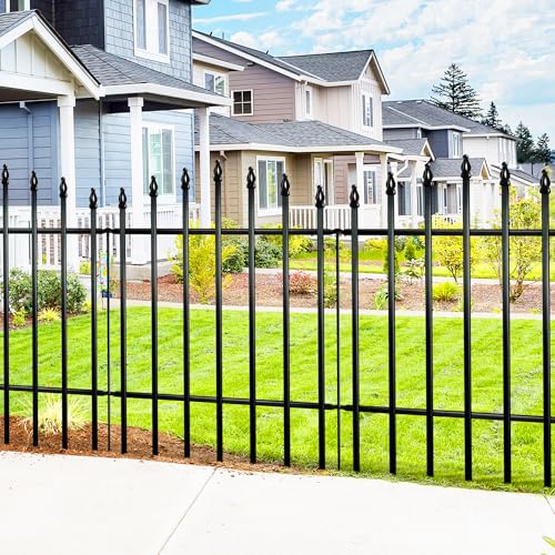 Metal Garden Fence 36" H x 28" W (5 Panels, 11.6 Ft Total) | No Digging Decorative Garden Border Fence, Rust-Resistant Black Landscape Edging for Flower Beds, Yard, Patio - size: 36″ H x 28″ W (5 Panels)