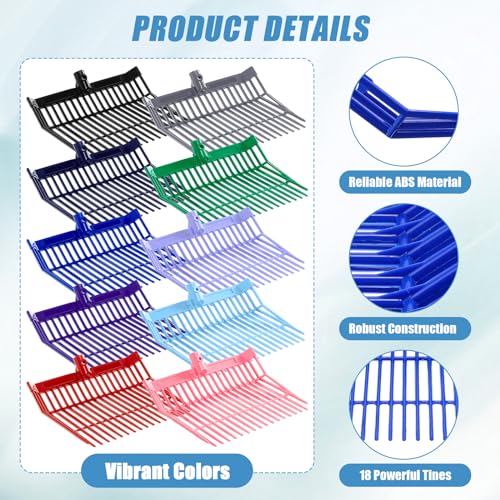 Lasnten 10 Pcs Manure Fork Replacement Head Bulk with 18 Tines | Pitch Fork Head with Screws and Nuts, Durable Stable ABS Plastic, Gardening Horse Stall Picking up Manure Grass Hay