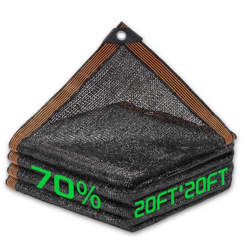 70% Shade Cloth, 20FTx20FT HDPE Mesh Tarp with Reinforced Grommets, Outdoor Sun Shade Net for Greenhouse, Plants, Garden, Pergola, Patio, Chicken Coop (20FT*20FT) - size: 20FT*20FT