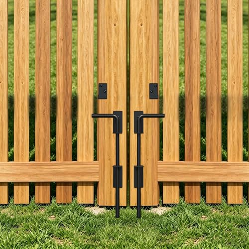 Heavy Duty Cane Bolt Gate Drop Rod, 12" Black Gate Latches Hardware for Wood Fence/Metal/Vinyl/Double Gates, Outdoor Gate Ground Latch Drop Rod with Mounting Screws, 1 Pack - size: 12 Inch