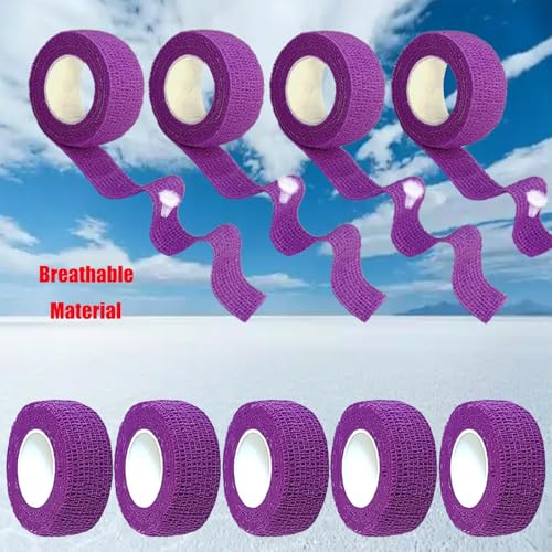 12 Pack Self Adhesive Wrap Bandage - Vet Wrap for Pets, Stretch Self-Adherent Cohesive Tape Breathable Athletic Tape Rolls (1 Inches x 5 Yards Each, Purple) - color: Purple