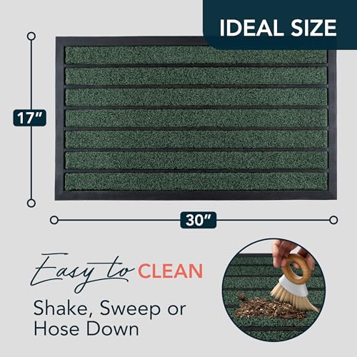 ubdyo Extra Durable Door Mat Outside Entrance (30" x 17", Bright Green) | Dirt Trapping, Non-Slip Backing, Indoor or Outdoor Use, Welcome Mat, Low Profile, Natural Rubber, Stain Fade Resistant - color: Bright Green, size: 30" x 17" (Rectangular)