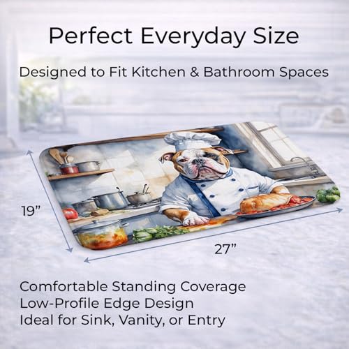 Caroline's Treasures American Bulldog The Chef Memory Foam Kitchen Mat Machine Washable Anti-Fatigue Mat Cushion Comfort Bath Mat or Kitchen Rug - color: American Bulldog 6185