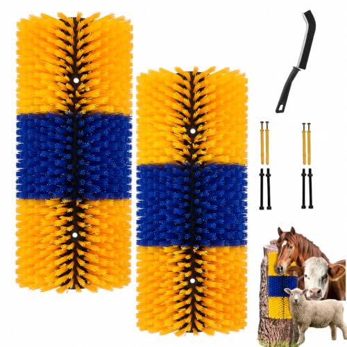 Livestock Scratching Brush Goat Donkey Cow Horse Cattle Itch Scratcher Post | Itch Relief, Livestock Grooming and Massage, Goat Scratching Post, Horse Brush, Cow brush - color: Yellow